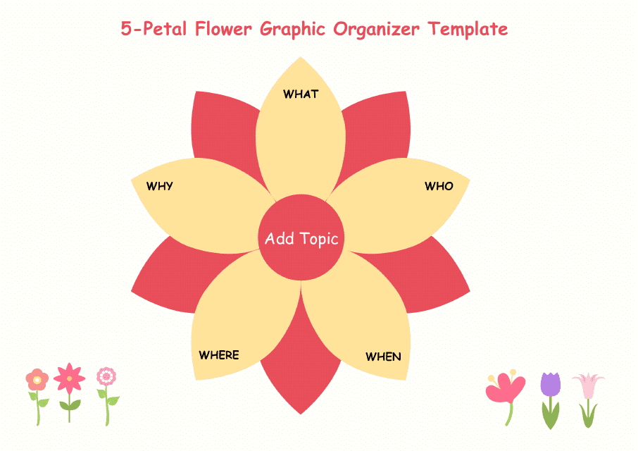 5-petal Flower Graphic Organizer Template