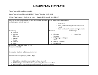 Document preview: Flower Dissection Lab Lesson Plan Template