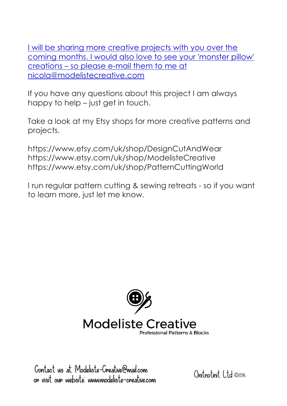 Monster Pillow Sewing Templates - Onitnotinit Ltd, Page 12