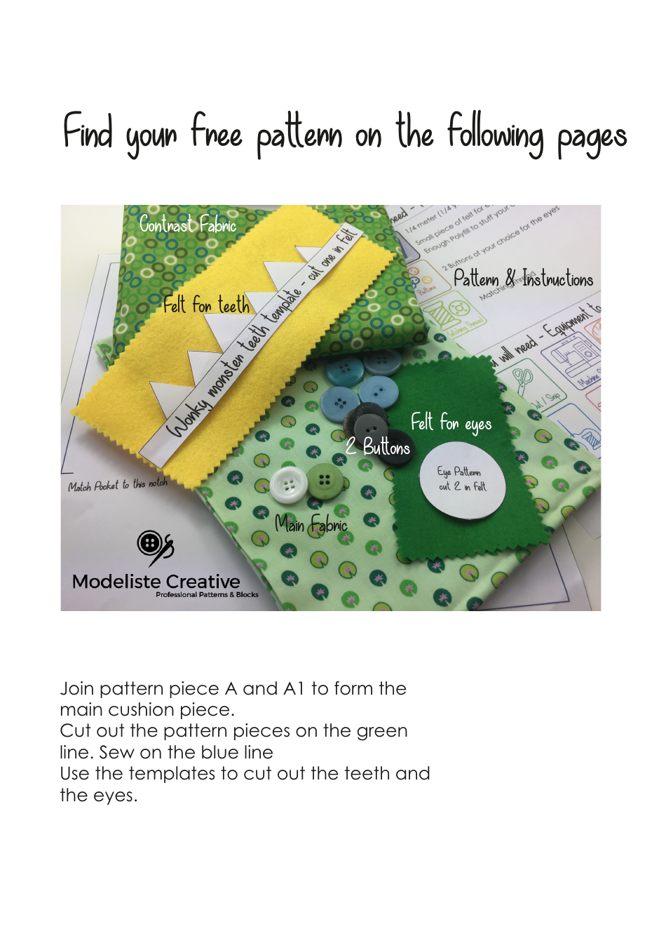 Monster Pillow Sewing Templates - Onitnotinit Ltd, Page 3