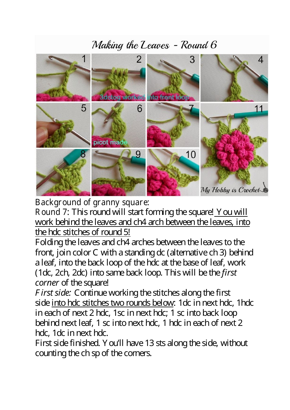 Majestic Bloom Granny Square Free Crochet Pattern, Page 7