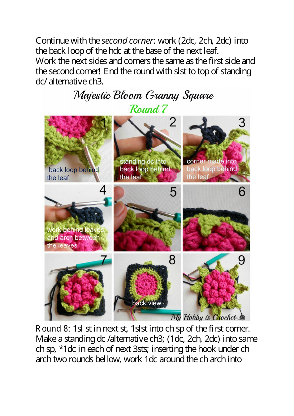 Majestic Bloom Granny Square Free Crochet Pattern, Page 8