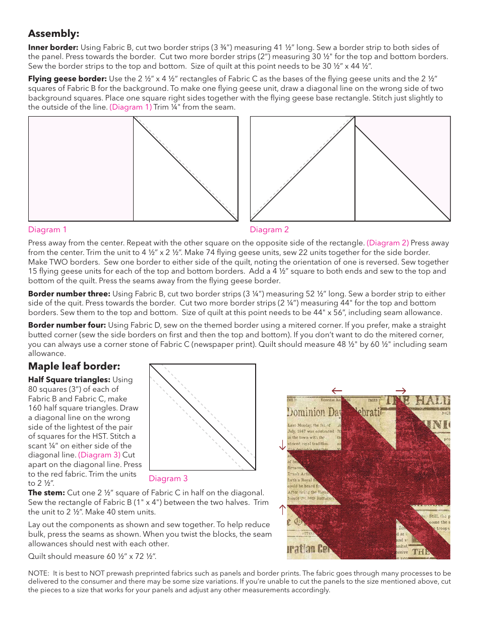 Maple Leaf Forever Quilt Block Pattern, Page 3