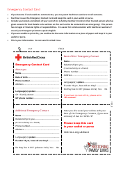 Emergency Contact Card Template - British Red Cross, Page 2