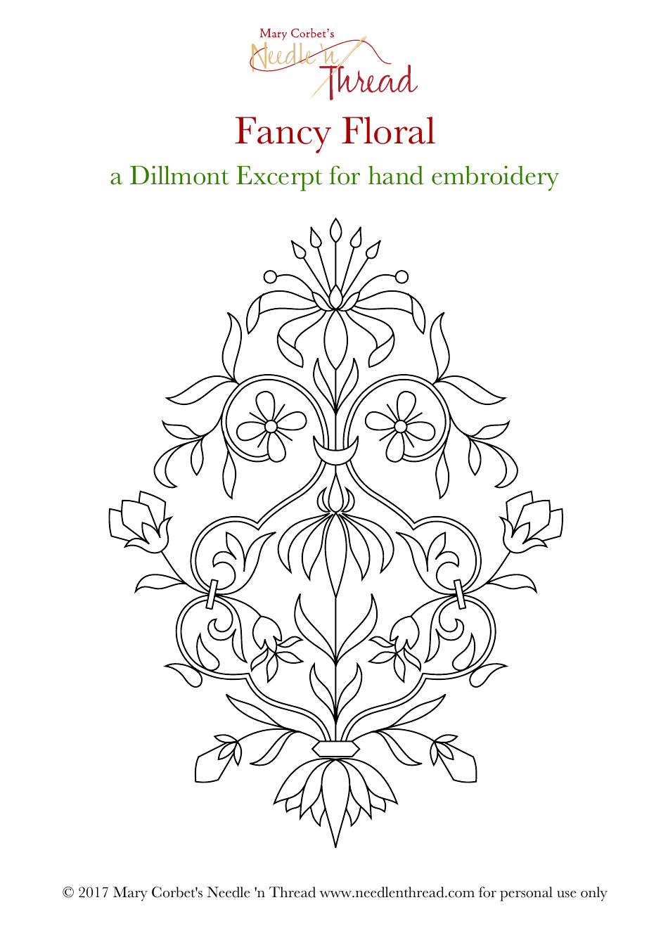 Fancy Floral Embroidery Patten Template, Page 1