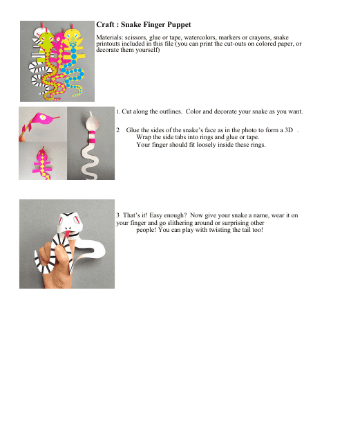 Snake Finger Puppet Templates - Cute and Colorful Snake Finger Puppet Templates by Mrprintables