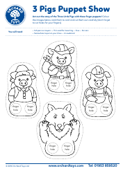 Document preview: 3 Little Pigs Finger Puppet Templates - Orchard Toys