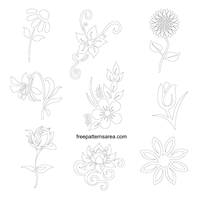 Flower Stencil Pattern Drawing Templates