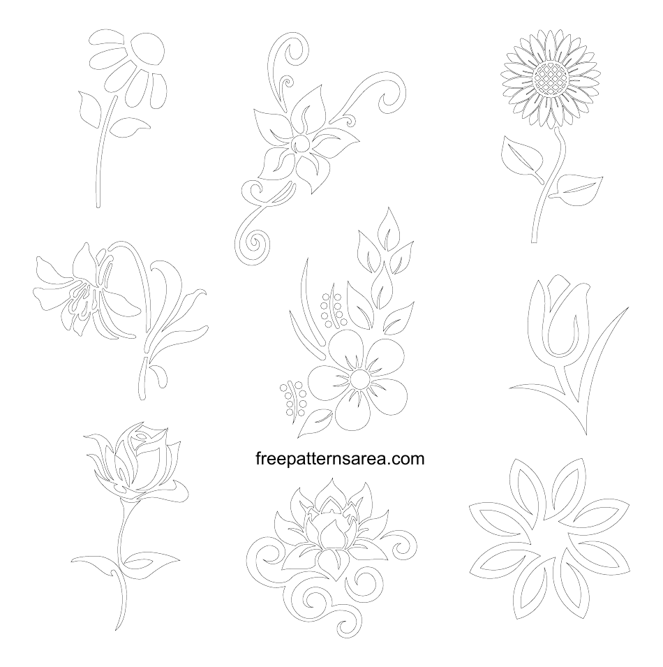 Flower Stencil Pattern Drawing Templates Download Printable PDF