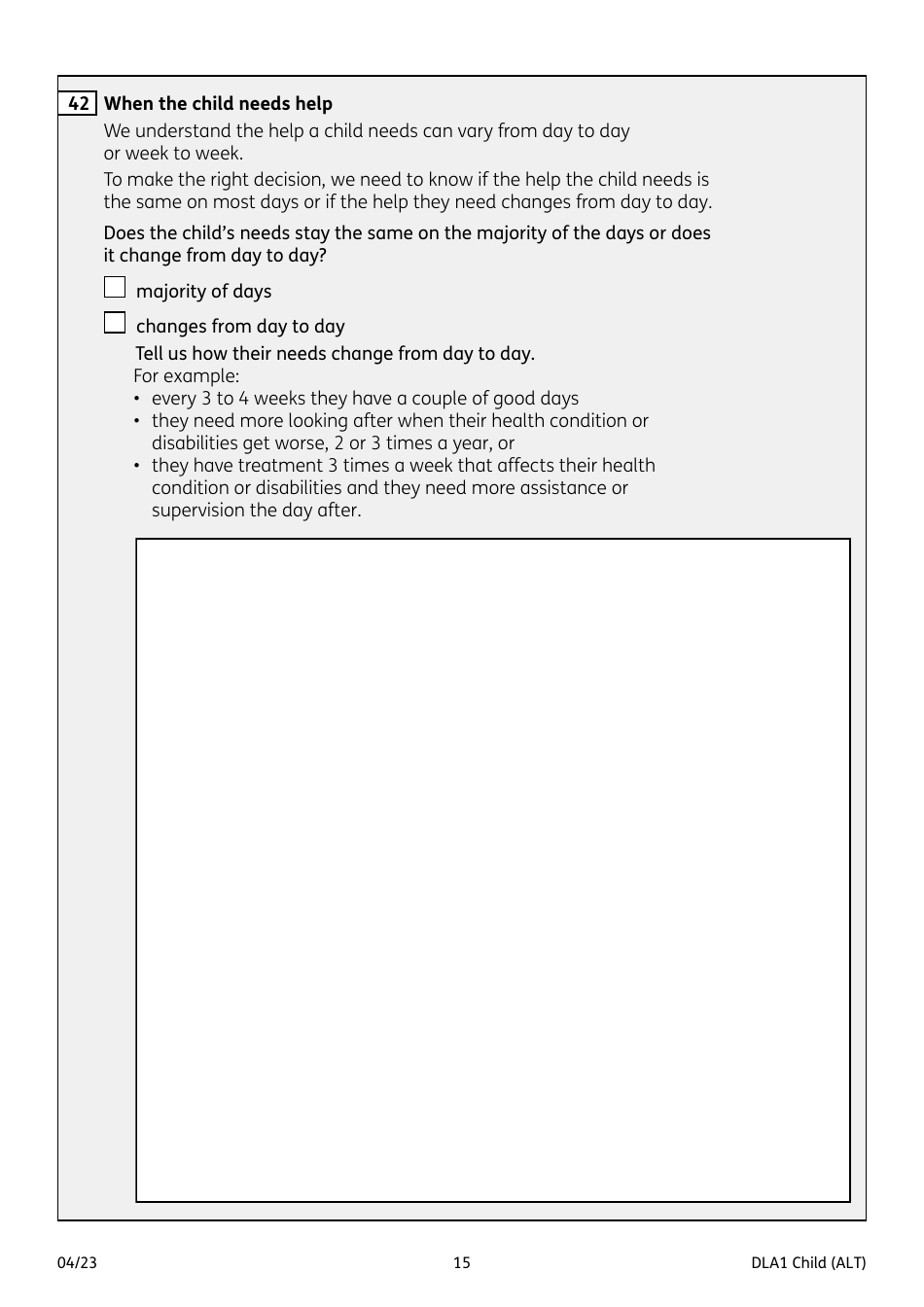 Form DLA1 CHILD Disability Living Allowance for a Child Under 16 - United Kingdom, Page 15