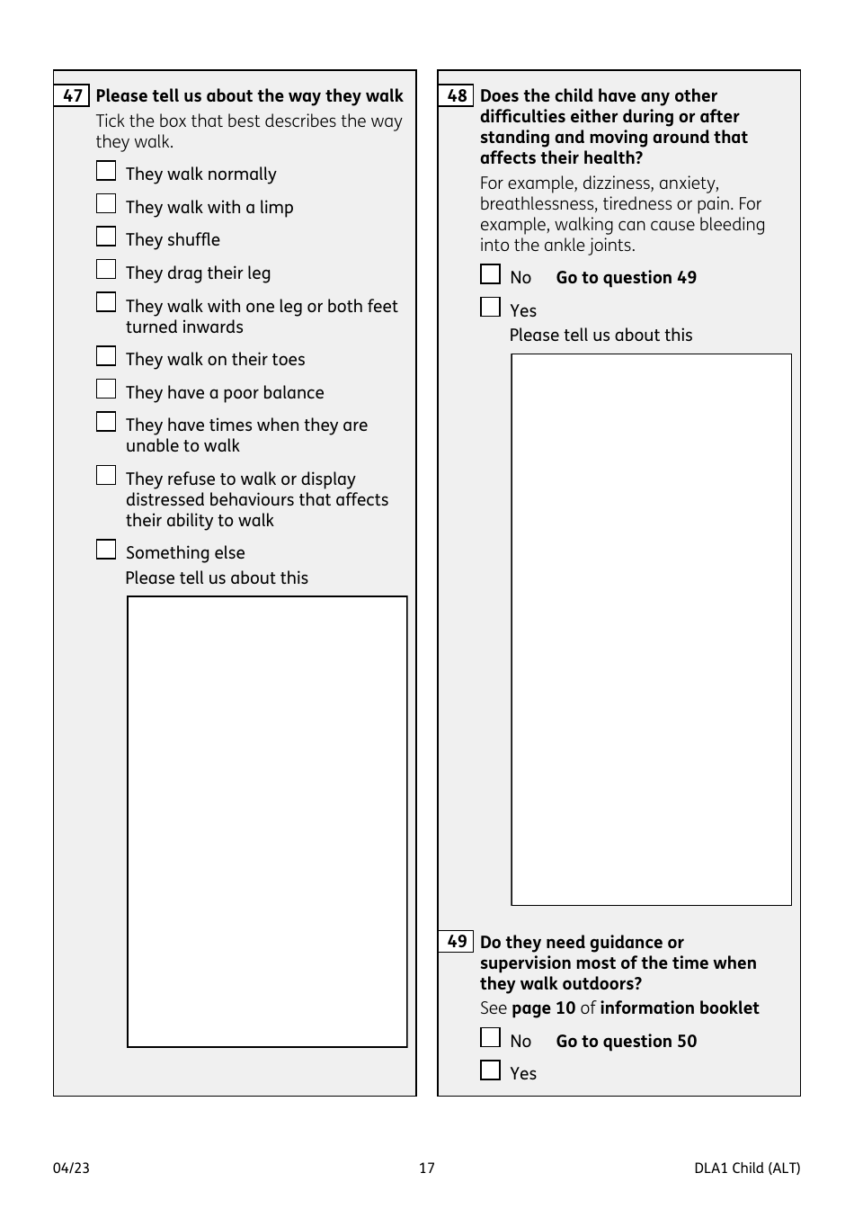Form DLA1 CHILD Disability Living Allowance for a Child Under 16 - United Kingdom, Page 17