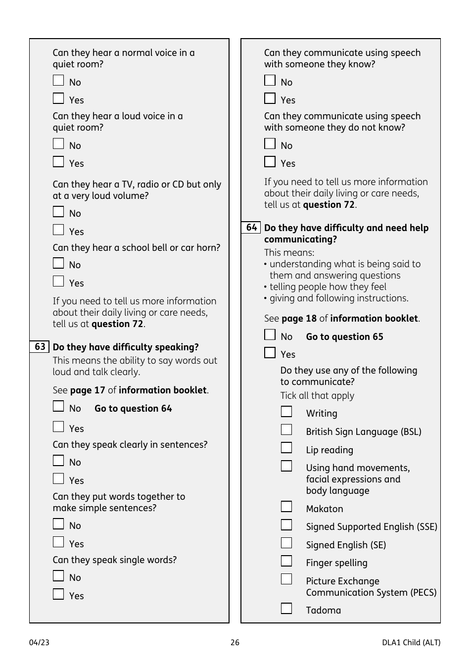 Form DLA1 CHILD Disability Living Allowance for a Child Under 16 - United Kingdom, Page 26