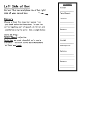 Cereal Box Book Report Templates - Black and White, Page 4