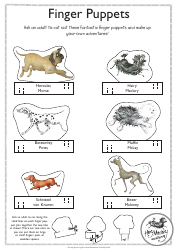 Document preview: Dog Finger Puppet Templates - Lynley Dodd