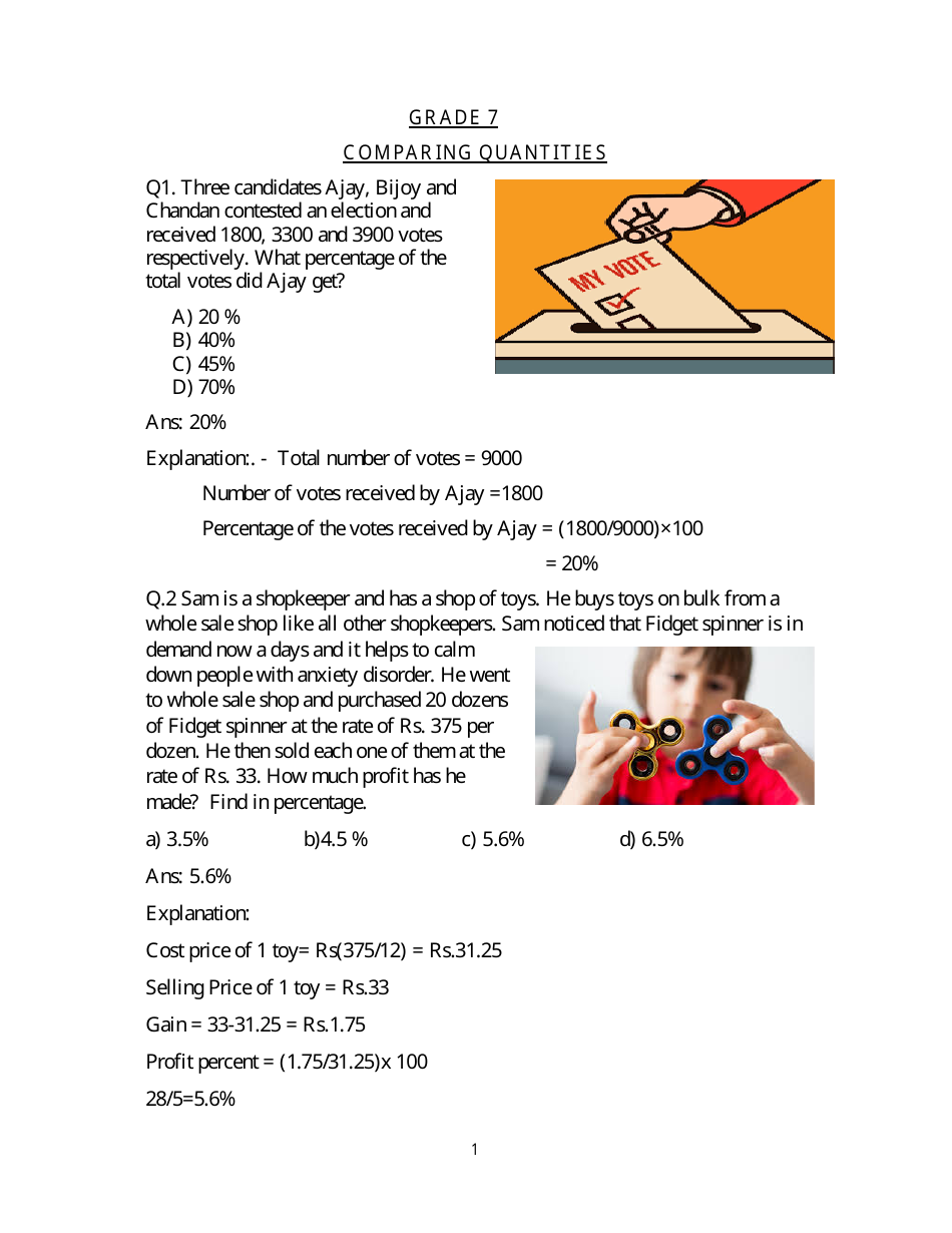 Grade 7 Teachers Handbook - Comparing Quantities, Page 4