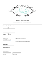 Document preview: Wedding Flower Estimate - Ninfa's Flowers