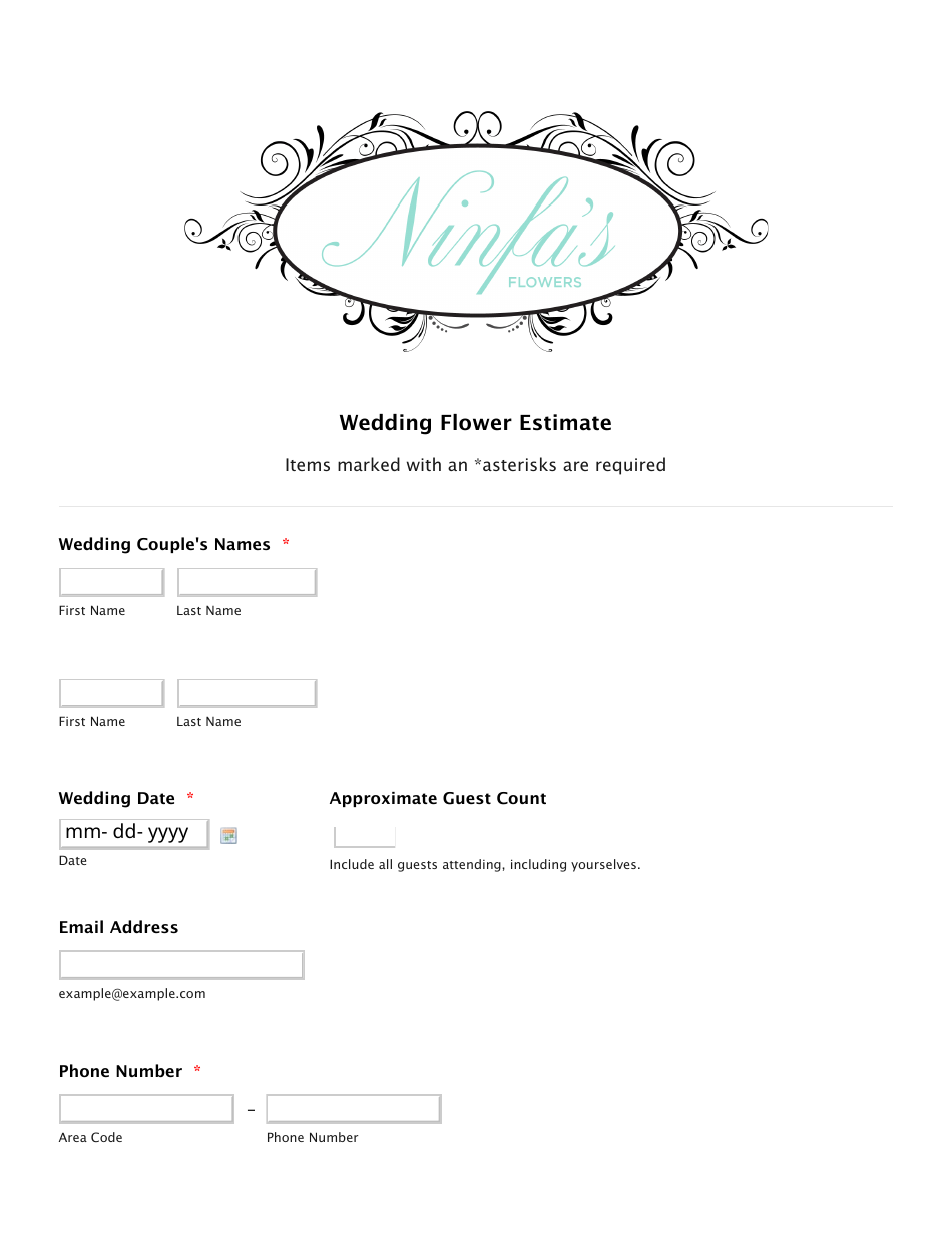 Wedding Flower Estimate Ninfa's Flowers Download Fillable PDF Templateroller