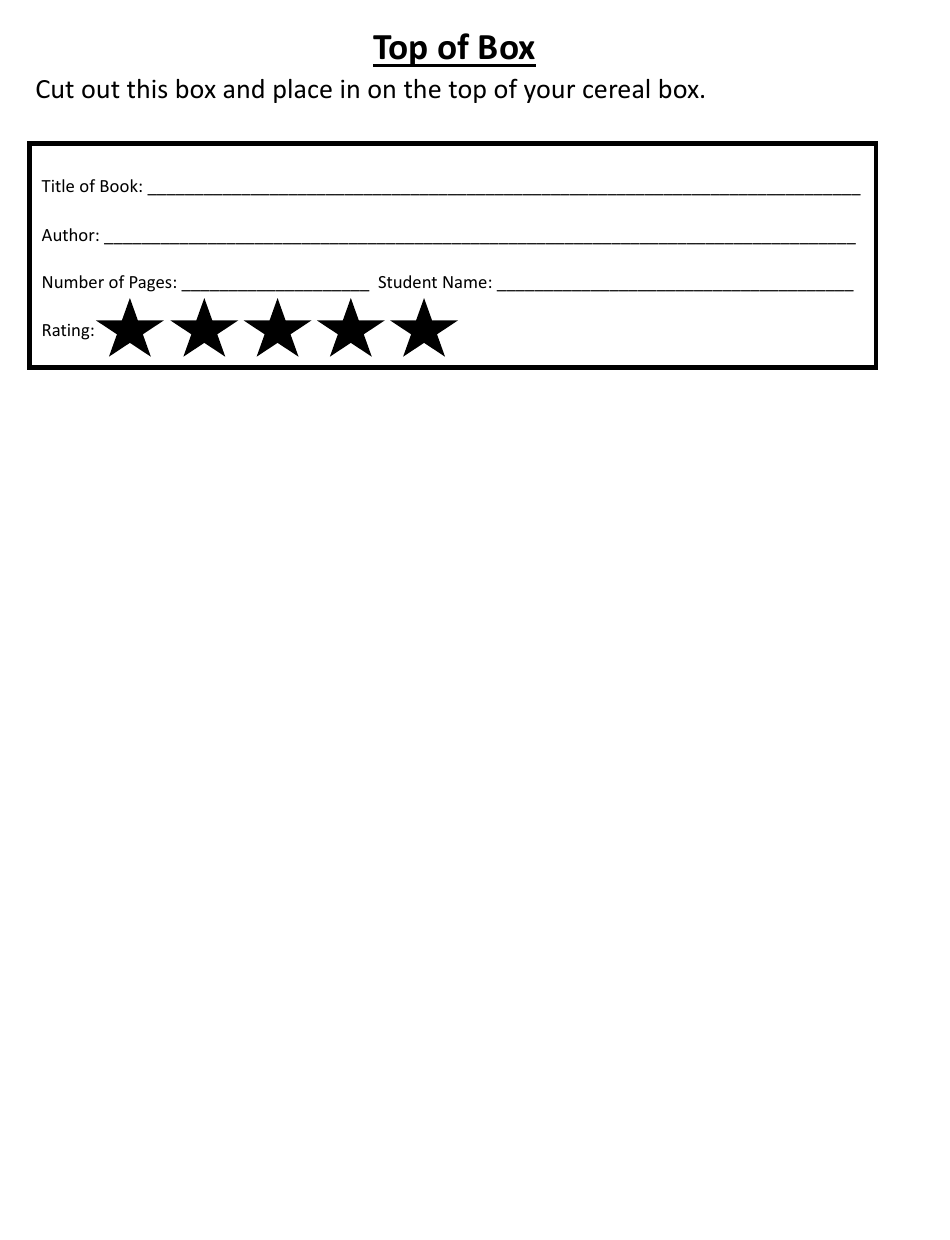 Cereal Box Book Report Templates - Heart, Page 5