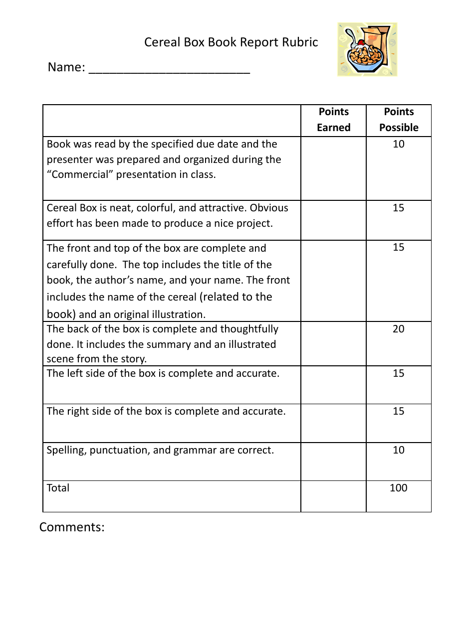 Cereal Box Book Report Templates - Heart, Page 6