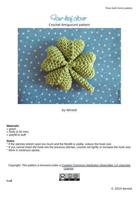 Four-Leaf Clover Crochet Amigurumi Pattern - Kerook