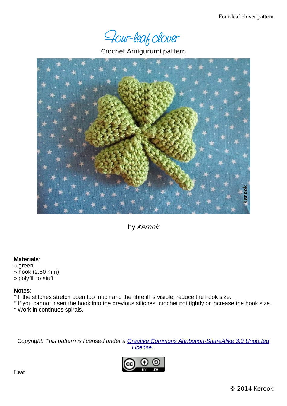 Four-Leaf Clover Crochet Amigurumi Pattern Preview