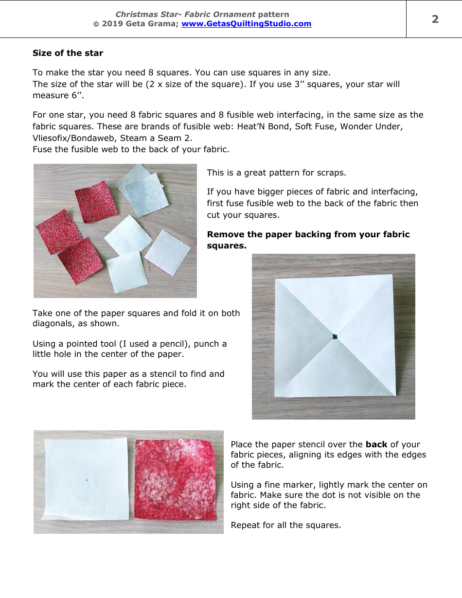 Christmas Star Fabric Ornament Pattern - Geta Grama, Page 2