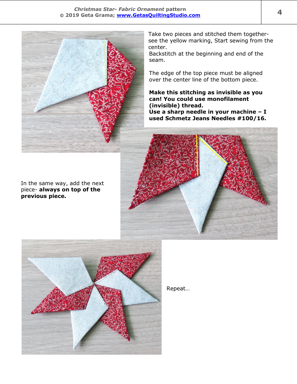 Christmas Star Fabric Ornament Pattern - Geta Grama, Page 4
