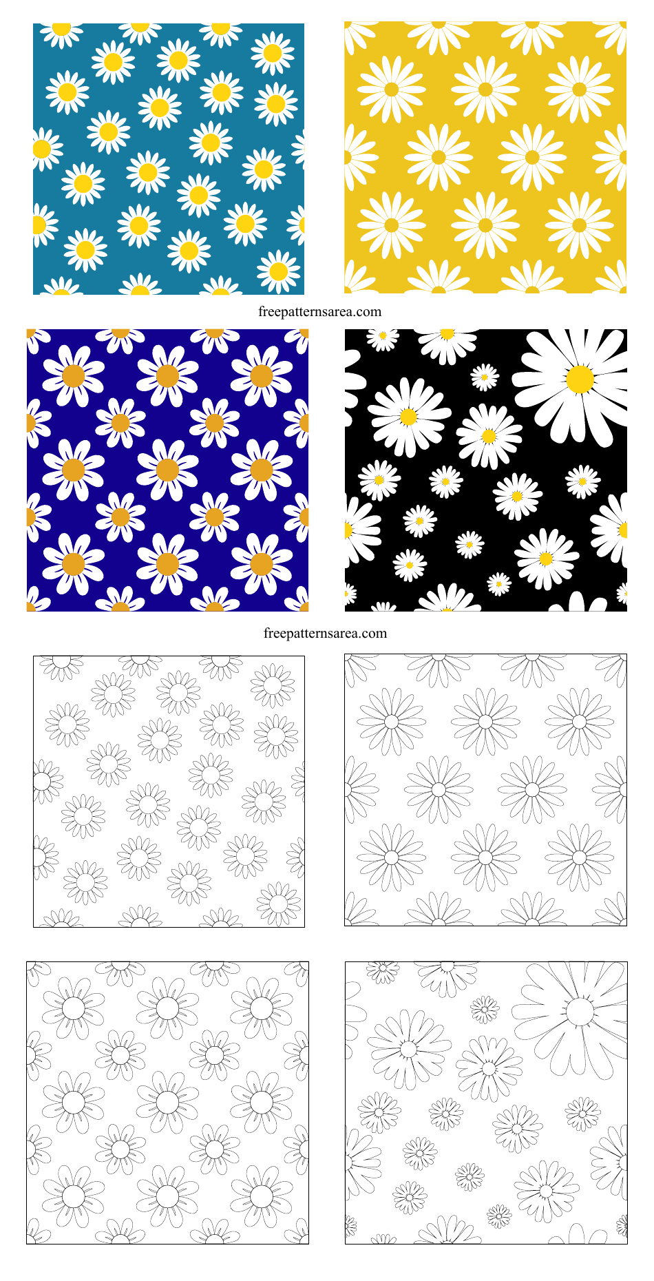 Daisy Flower Outline Pattern Templates, Page 1