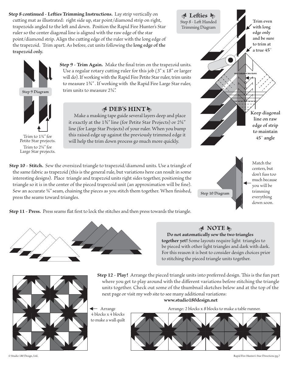 Hunters Star Wall Quilt Block Pattern - Studio 180 Design, Page 7