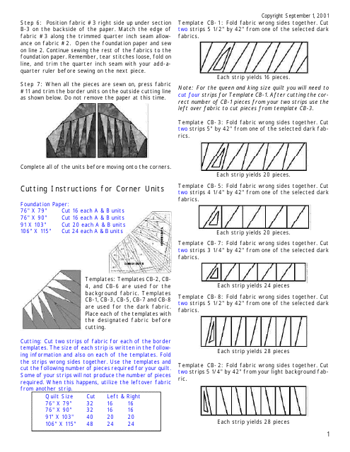 Sabertooth Stars Quilt Pattern Yardage Chart - Judy Niemeyer Quilting