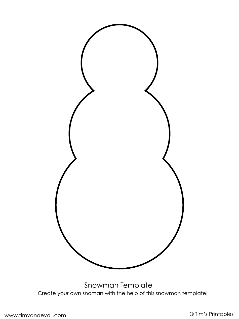 Snowman Outline Template - Tims Printables, Page 1