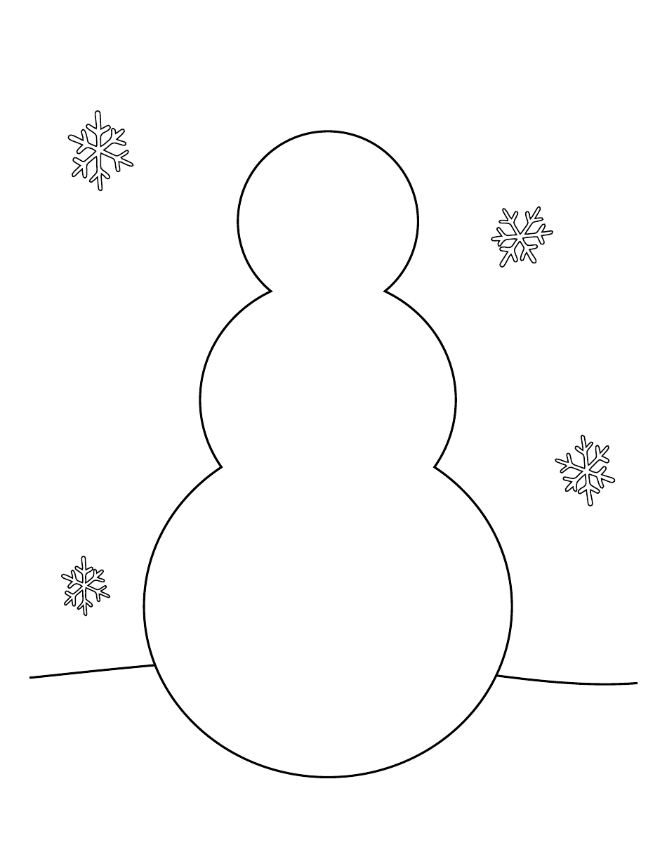 Snowman Outline Template With Snowflakes, Page 1