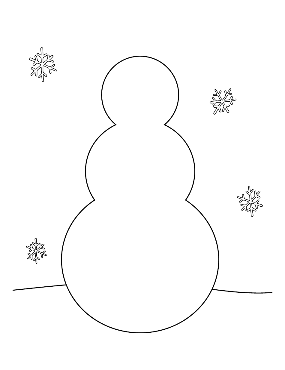 Snowman Outline Template With Snowflakes Download Printable PDF