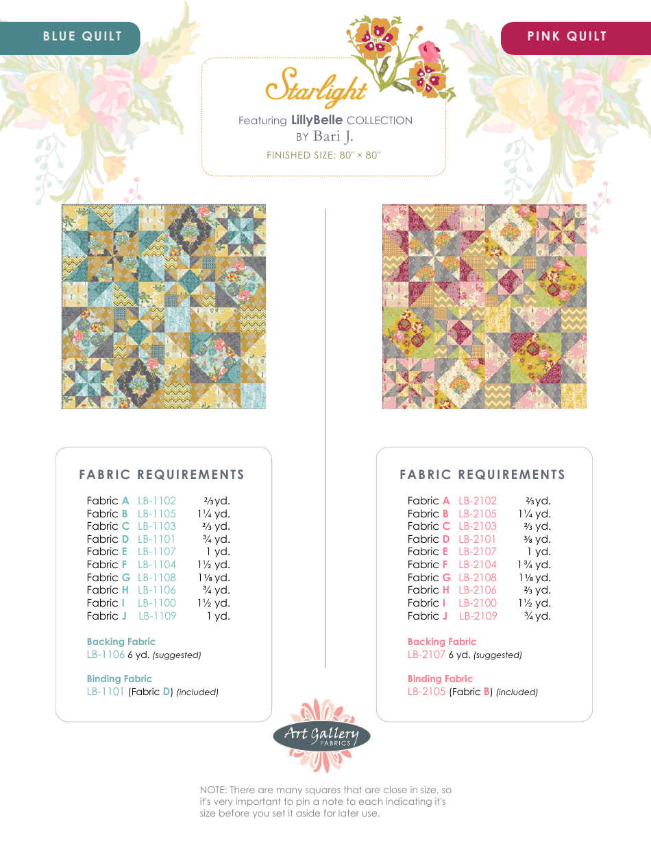 Starlight Quilting Pattern - Art Gallery Quilts, Page 3