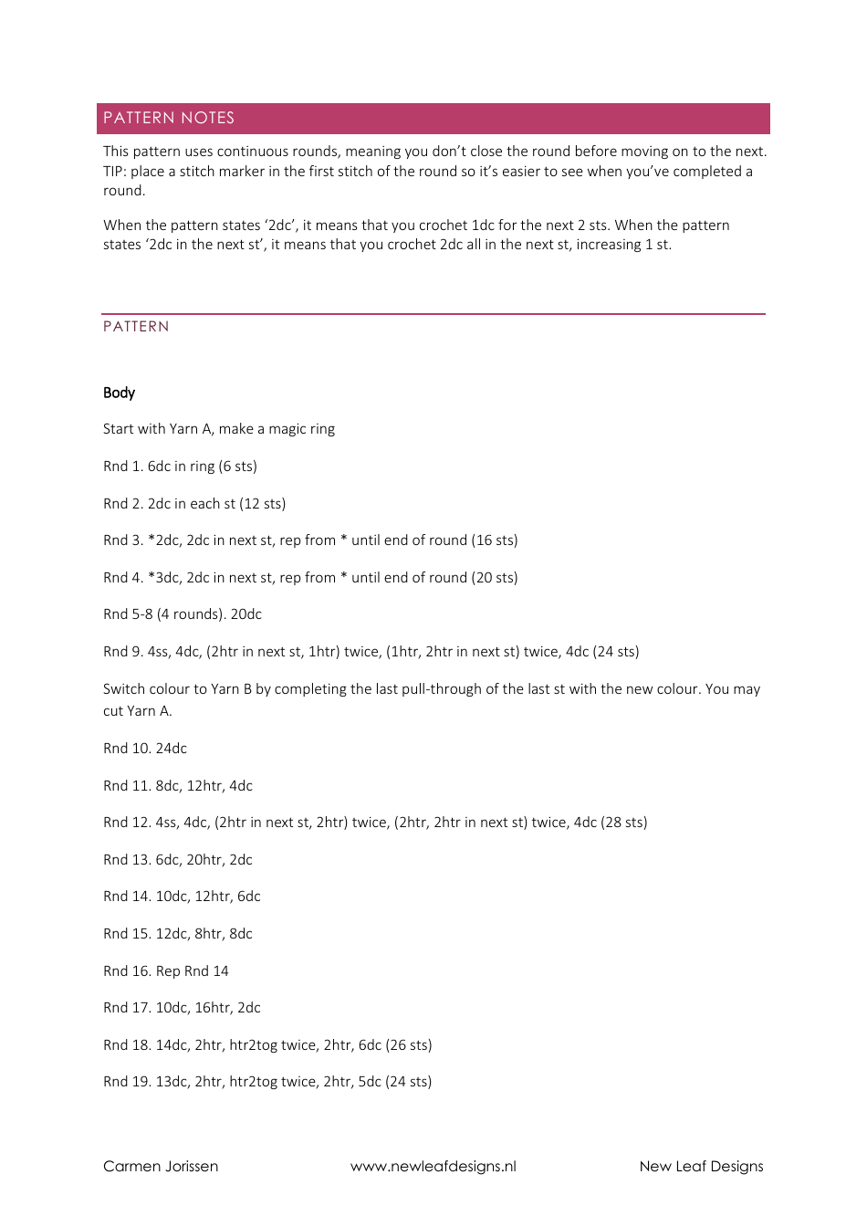 Cute Little Bird Amigurumi Crochet Pattern, Page 4