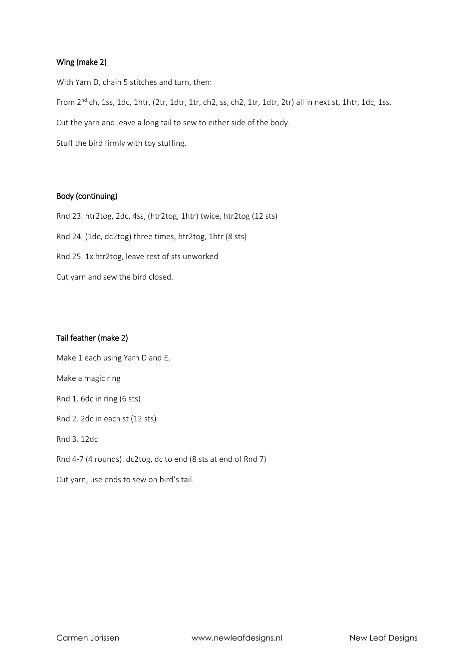 Cute Little Bird Amigurumi Crochet Pattern, Page 6