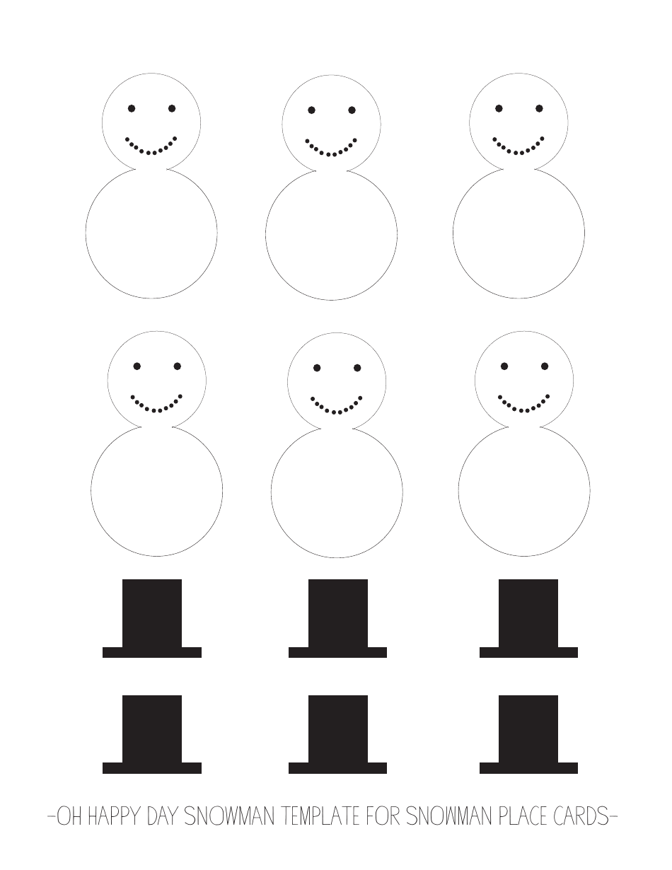 Snowman Place Card Templates, Page 1