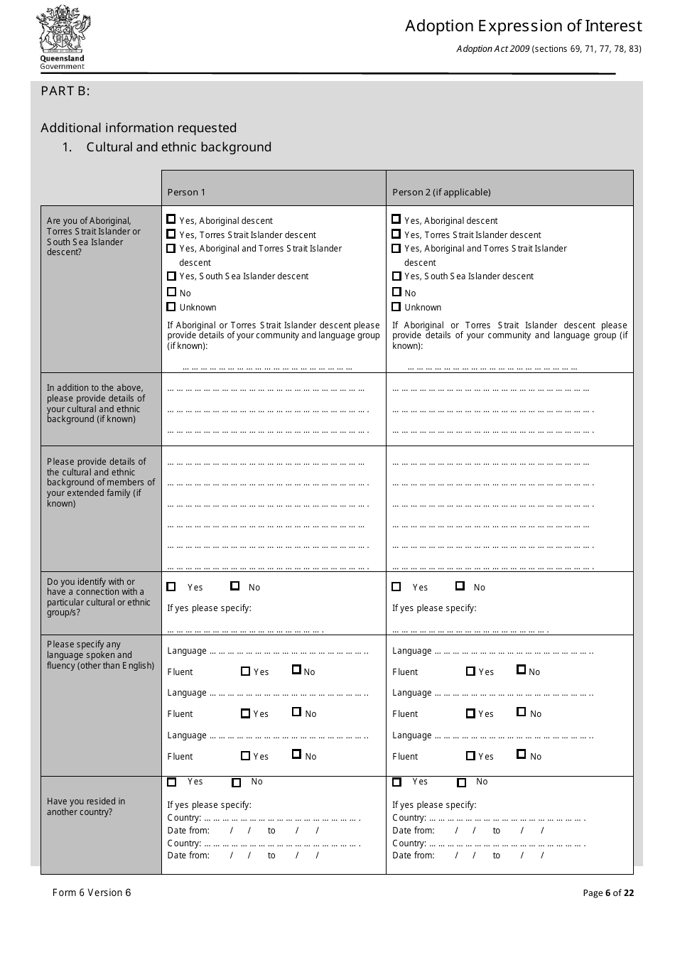 Form 6 Adoption Expression of Interest - Queensland, Australia, Page 6