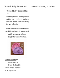 Document preview: V-Shell Baby Beanie Hat Crochet Pattern