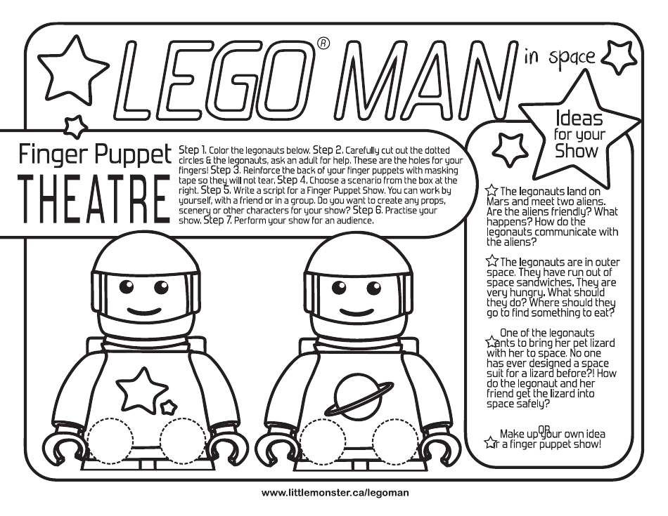 Lego Spaceman Finger Puppet Templates, Page 1