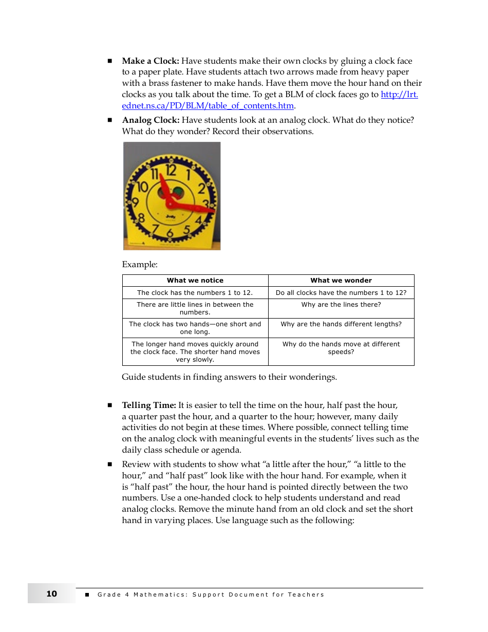 Grade 4 Mathematics Support Document for Teachers: Shape and Space, Page 10