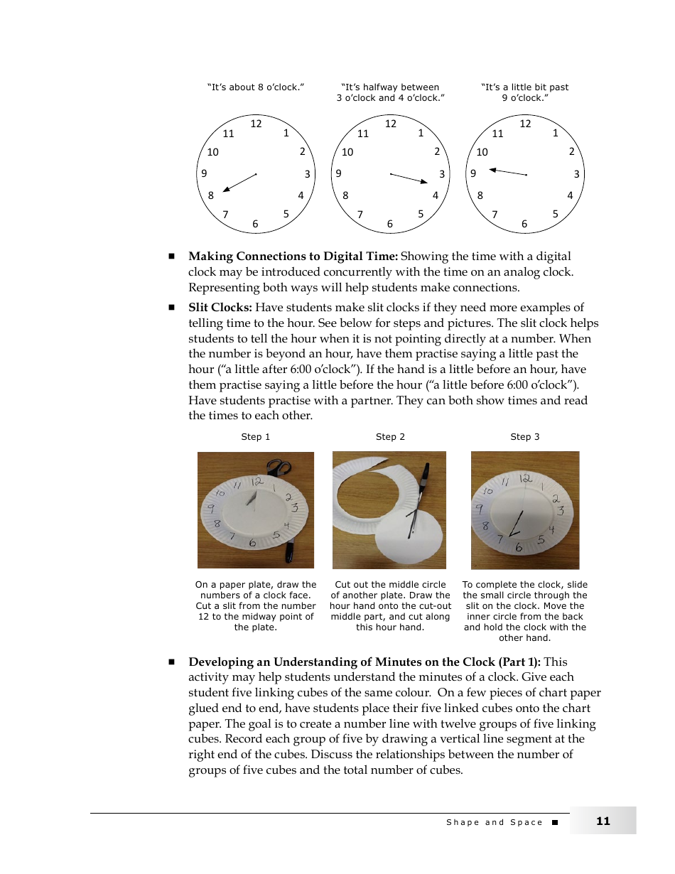 Grade 4 Mathematics Support Document for Teachers: Shape and Space, Page 11