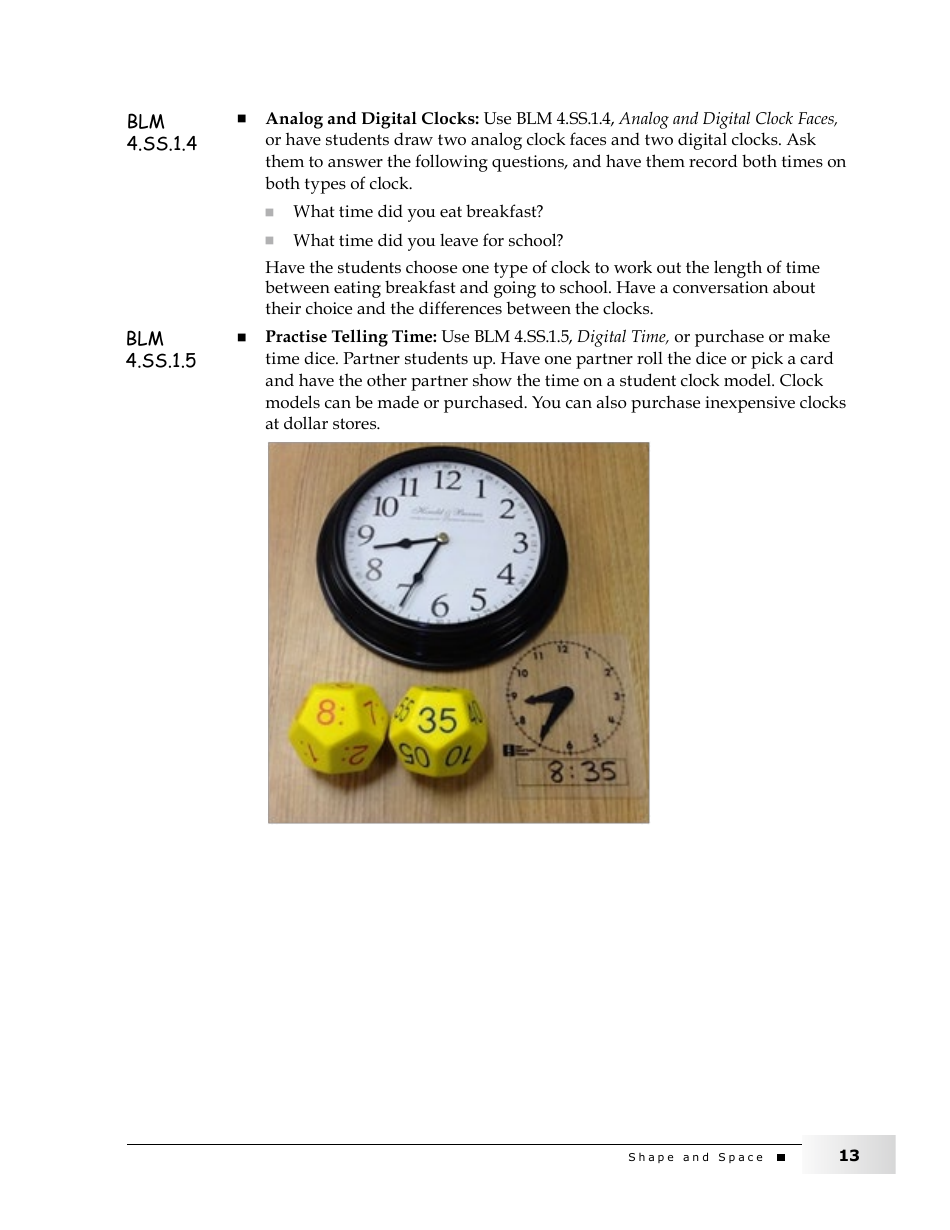 Grade 4 Mathematics Support Document for Teachers: Shape and Space, Page 13