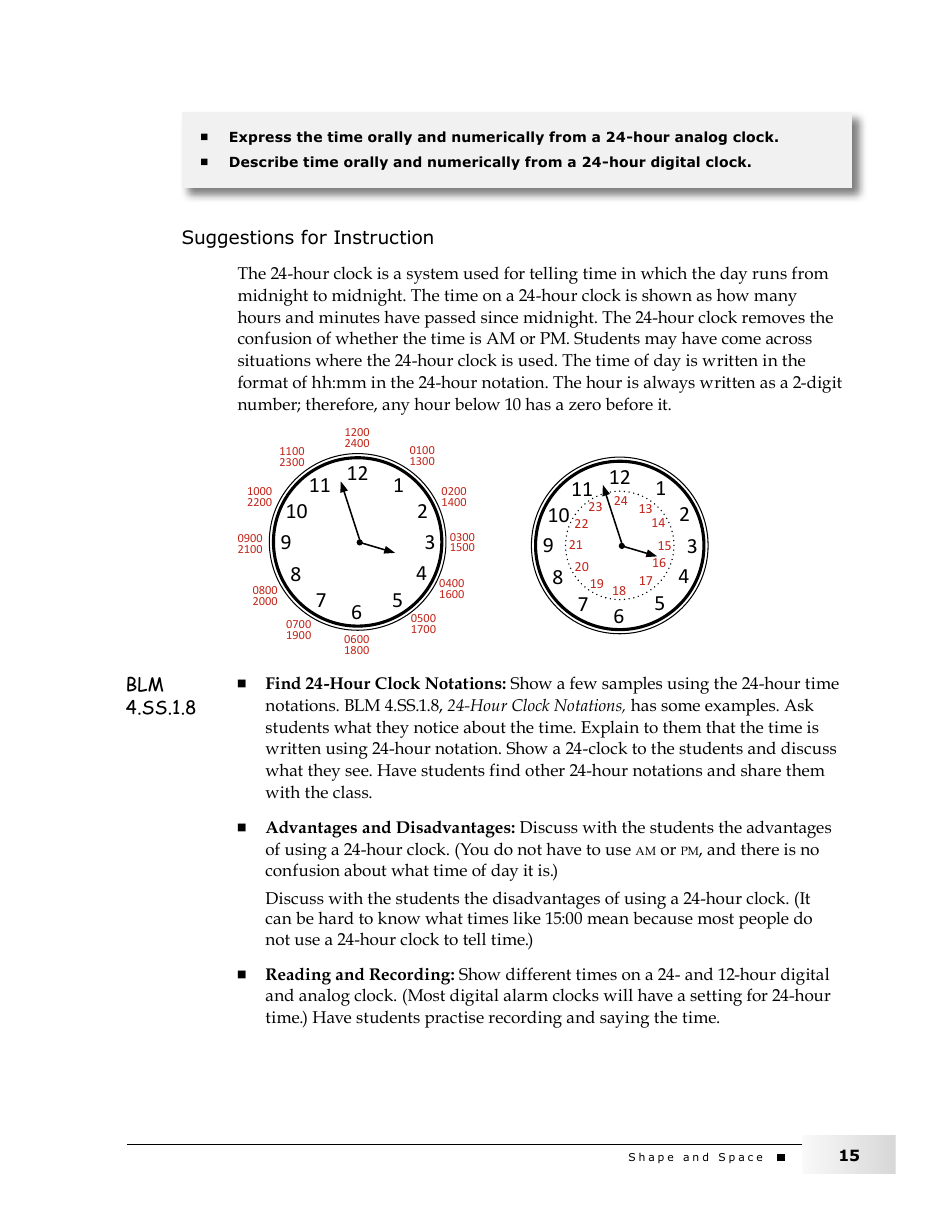 Grade 4 Mathematics Support Document for Teachers: Shape and Space, Page 15