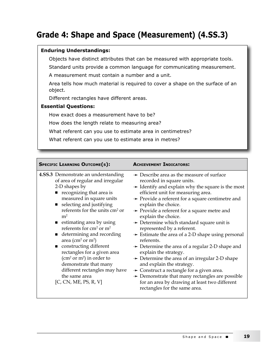 Grade 4 Mathematics Support Document for Teachers: Shape and Space, Page 19