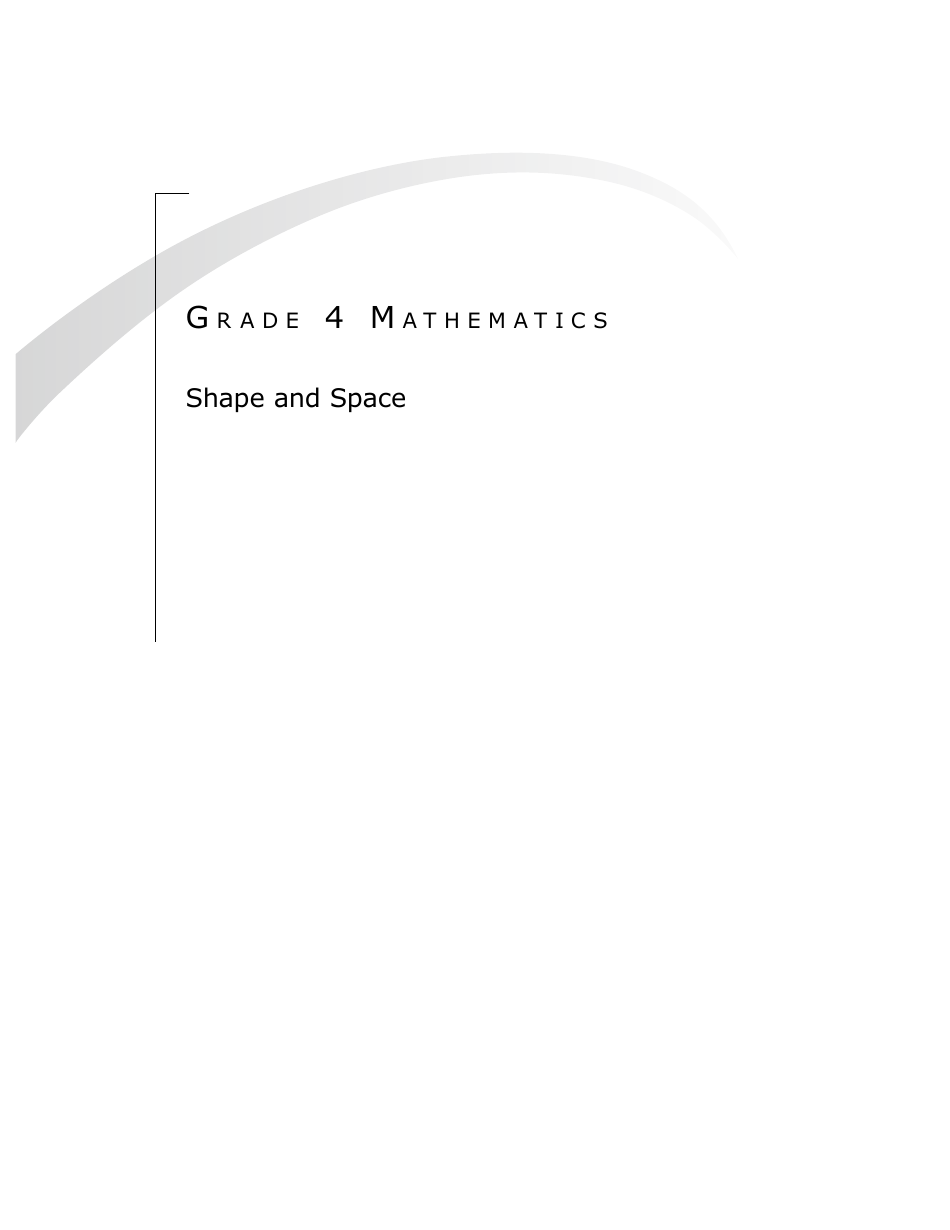 Grade 4 Mathematics Support Document - Shape and Space