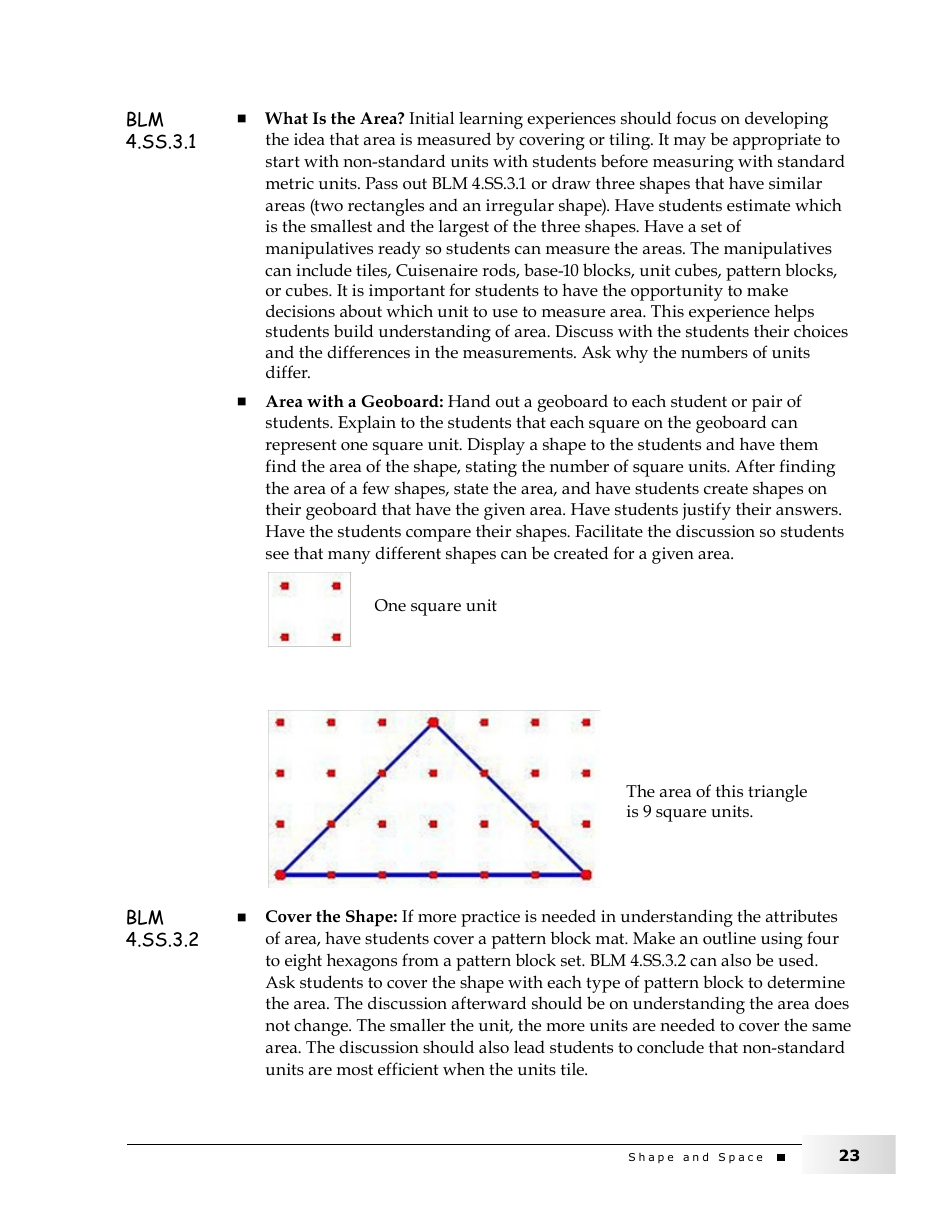 Grade 4 Mathematics Support Document for Teachers: Shape and Space, Page 23