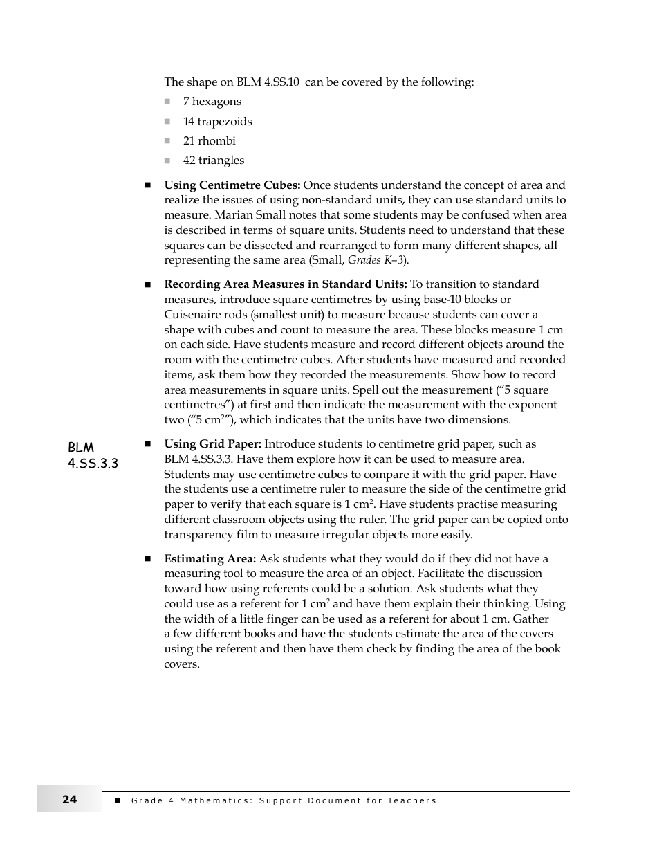 Grade 4 Mathematics Support Document for Teachers: Shape and Space, Page 24
