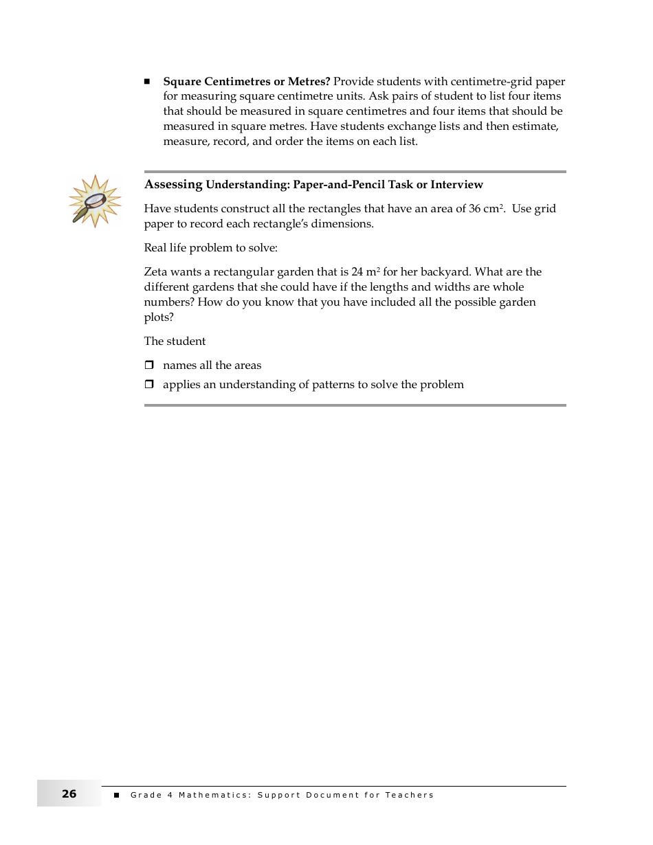 Grade 4 Mathematics Support Document for Teachers: Shape and Space, Page 26