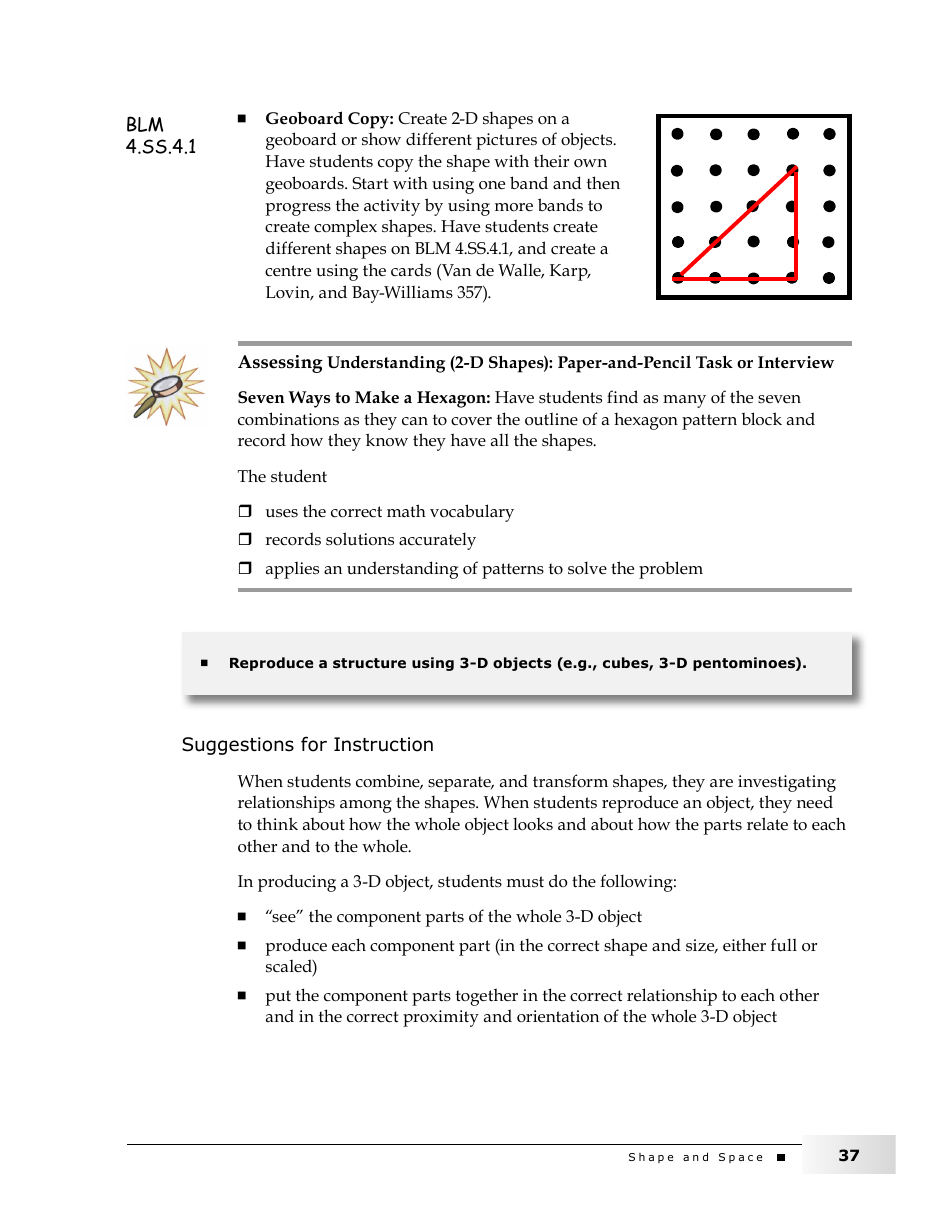 Grade 4 Mathematics Support Document for Teachers: Shape and Space, Page 37